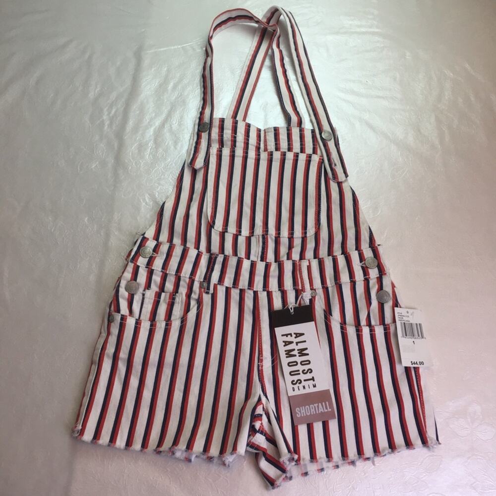 Always Fabulous Americana Shortall Romper Red White Blue Juniors 1